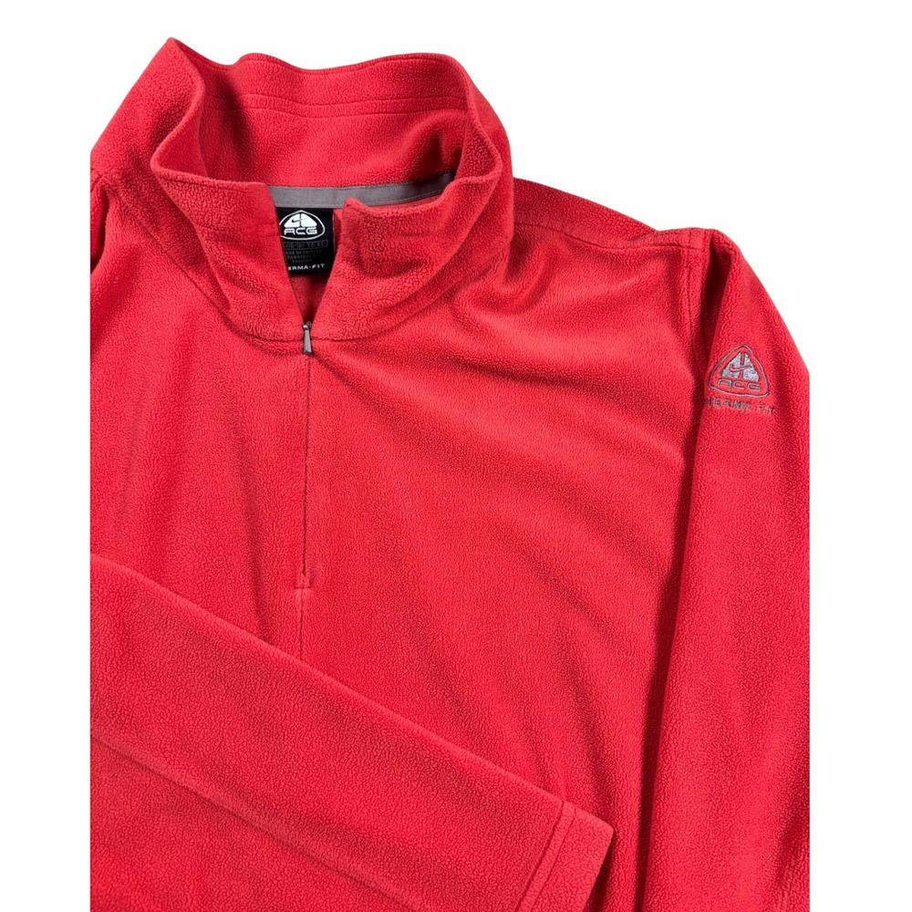 Vintage Nike ACG Therma-FIT Red 1/4 Zip Fleece Pullover Kids XL 16-18